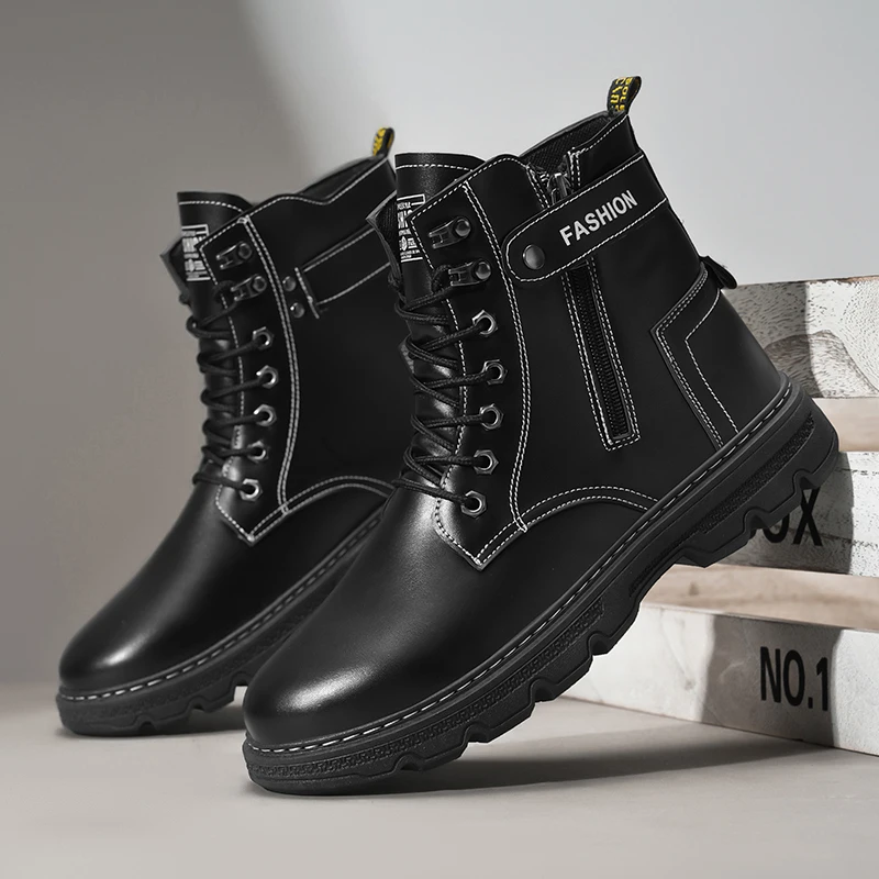 

Men's boots four season new comfortable non slip thick soled outdoor leisure boots high top boots fashion versatile work boots