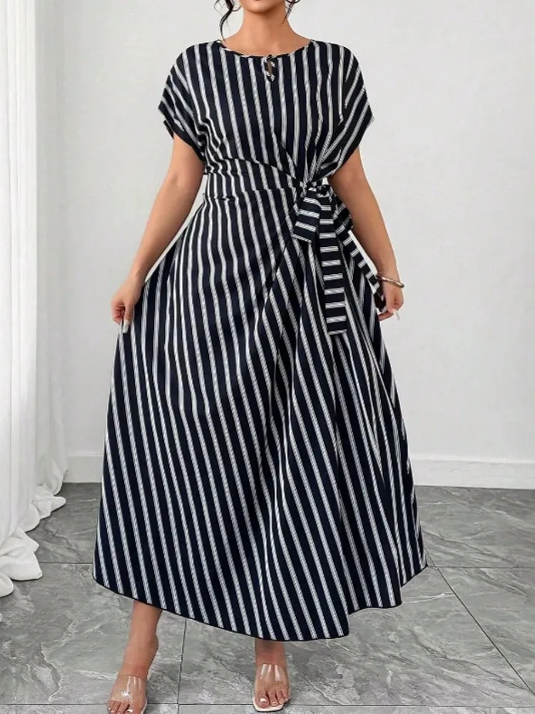 

L-4XL Plus Size Clothes Dresses Women Robes Summer Short Sleeve Street Style Casual 3XL 4XL Big Size Maxi Dress Oversize