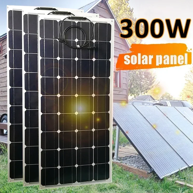 

PET 18V 300W(#150W 120W 100W) Flexible Monocrystalline Solar Panel+30A Controller Charger for Battery Car/Boat/ Home Waterproof