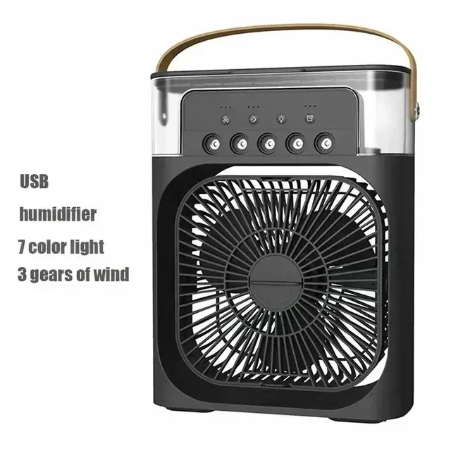 Portable Humidifier Fan Air Conditioners USB Electric Fan LED Night Light Water Mist Fun 3 In 1 Air Cooler Humidifie For Home