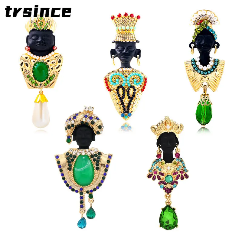 Exotic Egyptian King Medieval Brooches High Quality Alloy Lapel Pin Women's Vintage Corsage African Tribal Chief Brooch Pin