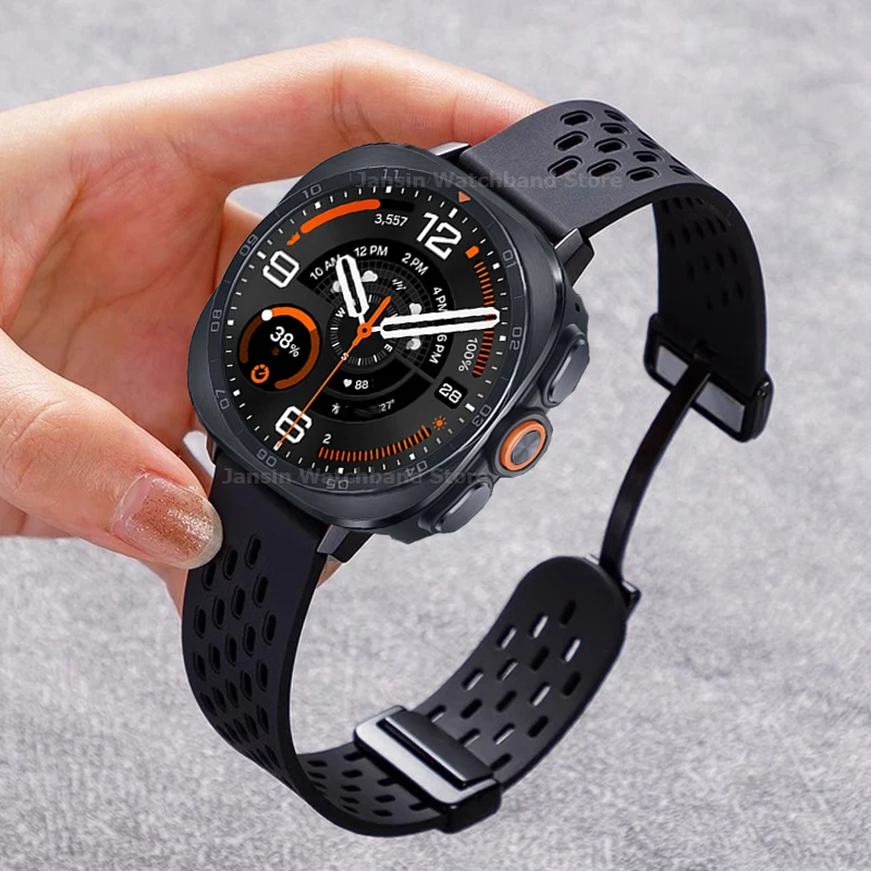 Magnetisches Armband für Samsung Galaxy Watch Ultra2 Ultra 47mm, atmungsaktives Silikonband für Galaxy Watch 9 8 40mm 44mm 8Classic 46mm