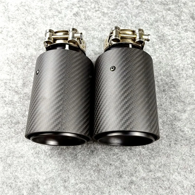 1PCS Black/Glossy /Matte black M Logo Carbon Fiber  Rear Tail Exhaust Pipe Muffler Tip For BMW M Series Universal Muffler