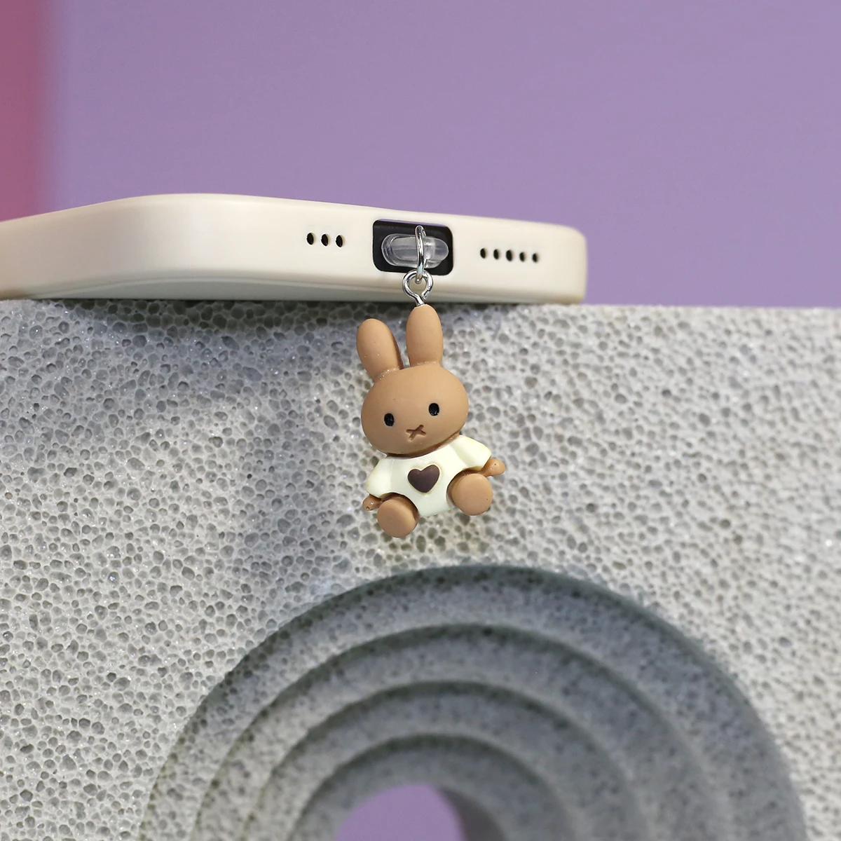 phone dust plug decoration cute rabbit brown white mobile accessory decoration for iPhone for samsung type-c charging port dust