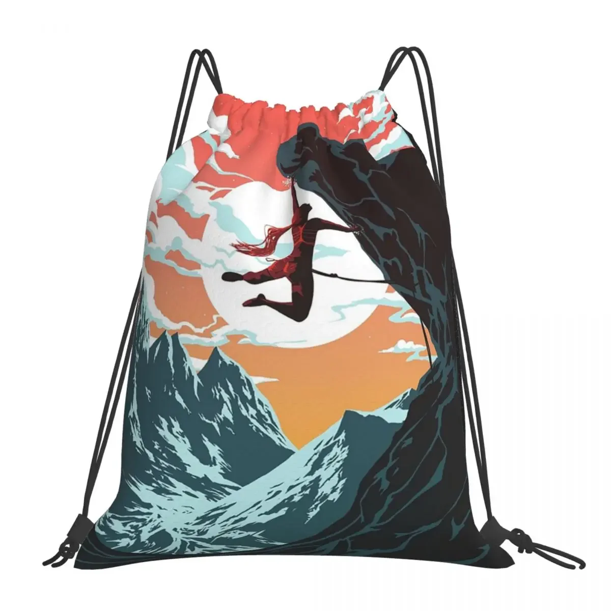 

Climbing Girl Vector Art Backpacks Portable Drawstring Bags Drawstring Bundle Pocket Sports Bag BookBag For Man Woman School