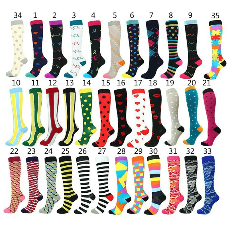 

Running Compression Socks For Men Women Anti Fatigue Varicose Veins Tight Fitting Socks Nylon Outdoor Racing Long Sports Socks