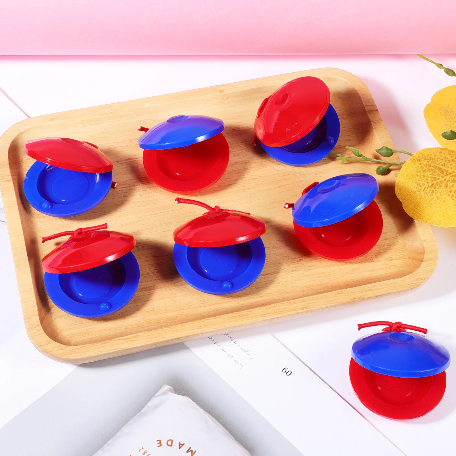 Castañuelas de plástico para dedos, instrumento Musical para niños, para jugar a diario, educación musical, ritmo de desarrollo de coordinación mano-ojo, 12 Uds.