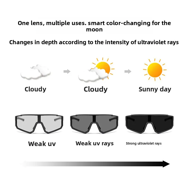 

Fashion Men Women Bicycle Photochromic Eyewear MTB Bike Fishing Running Cycling Sports Sunglasses UV400 Driving Goggles