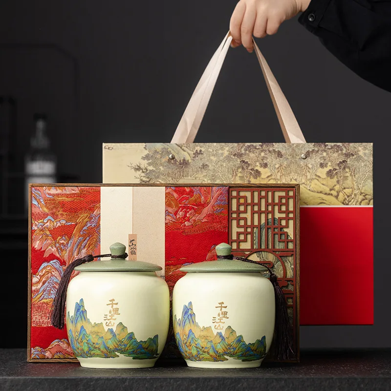 New Qianli Jiangshan Ceramic Tea Gift Box With Empty Box Rock Tea Jinjun Mei Tea Pot Black Tea