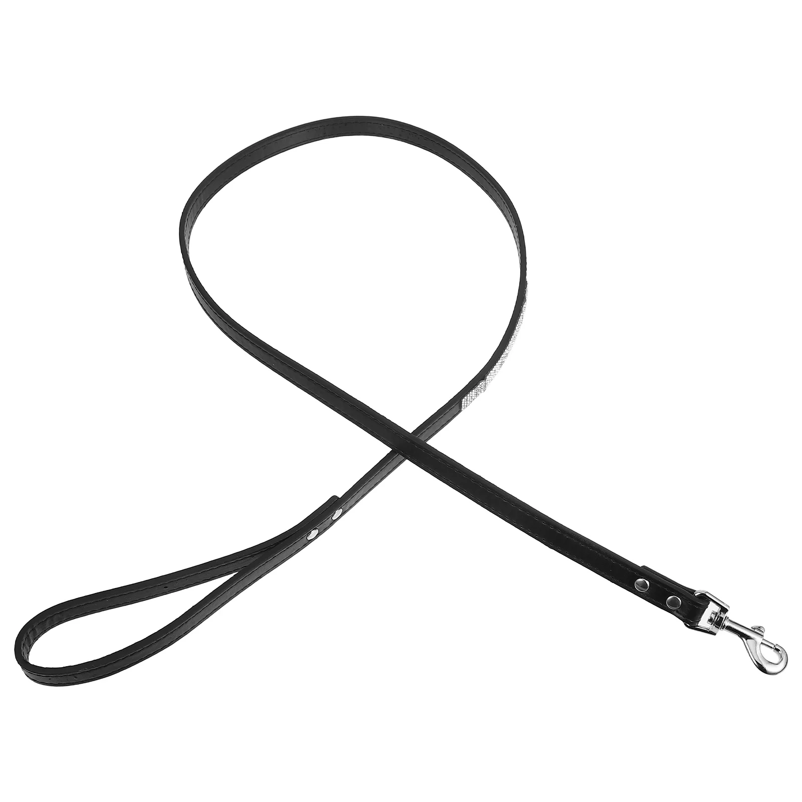 

Rhinestone Dog Leash for Small Dogs Black PU No Fall Walking Jogging Camping Hiking Pet Training Leads