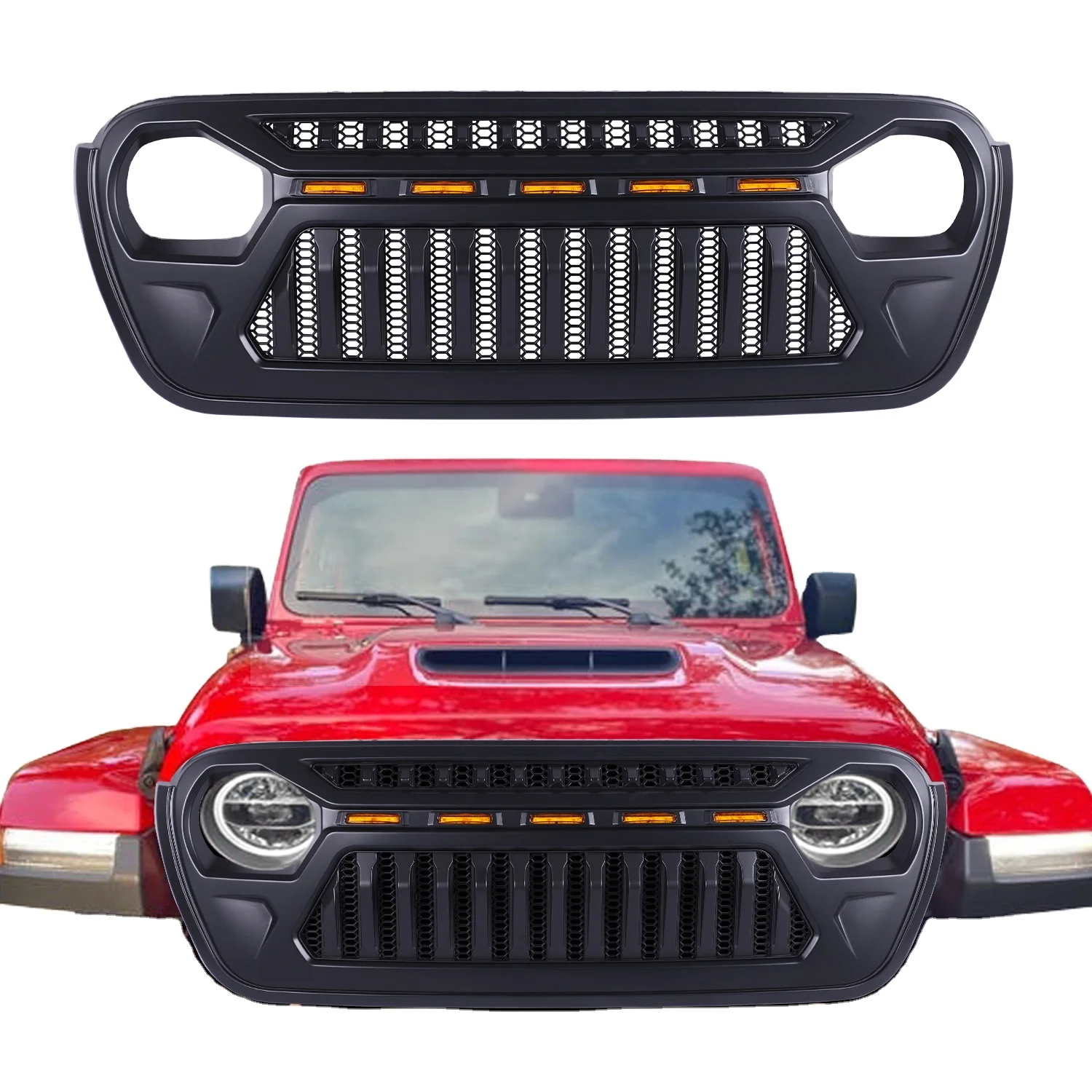 

Wholesale Oem ABS Matte Black Front Bumper Grille for JEEP WRANGLER JL 2018-2025