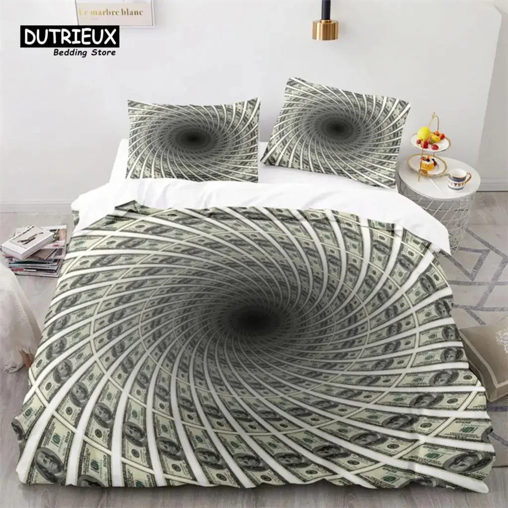 

Money Bedding Set Microfiber Dollar Bills of United States Print Duvet Cover Twin King Queen Size For Kids Adults Bedroom Decor