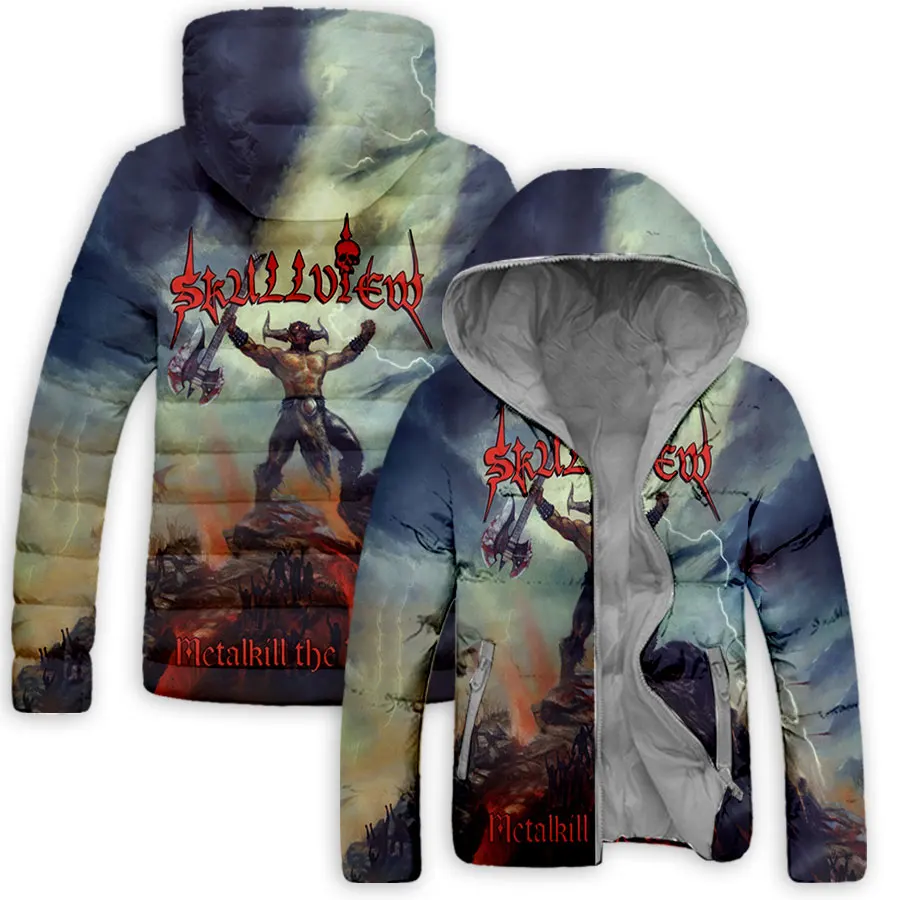 

New Fashion 3D Printed Skullview Rock Band Zipper Down-filled Coat Hooded Sweatshirts Harajuku Hoody Tops Clothing