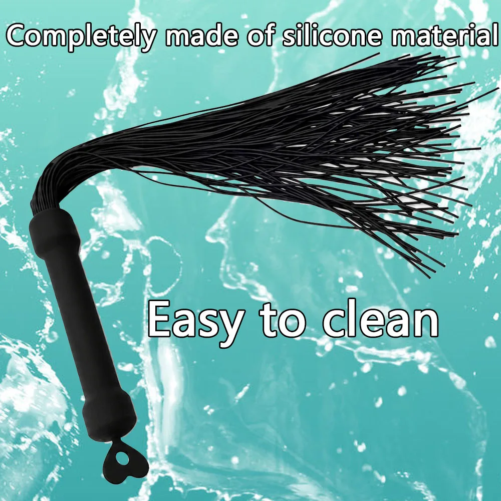 Silicone BDSM Flogger Whip - Soft Full Silicone Tails with Heart Handle for Couples Spanking Play view 3
