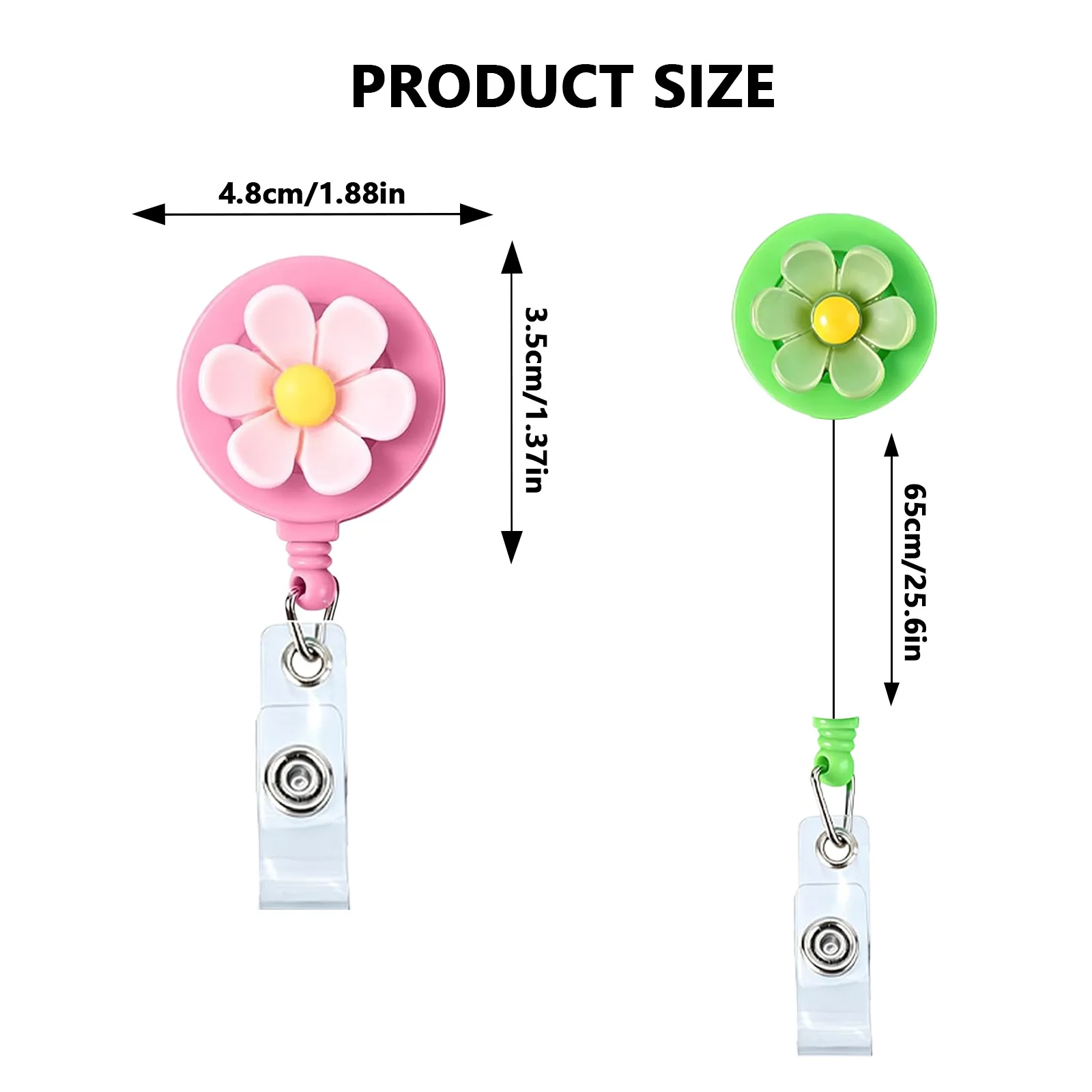 2026 New Design 1 Piece 3D Resin Flower Retractable Nurse ID Badge Reel Teacher Doctor Name Tag Holder Alligator Clip Lanyard