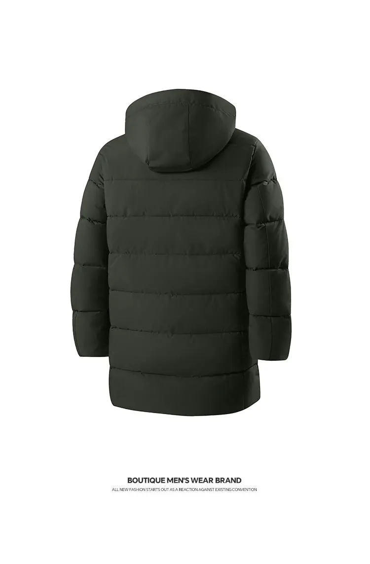 Winter 2026 New Fashion Men Solid Color Long Sleeve Zipper Casual Trendy Simple Daily Basic Hooded Parkas Male Top Clothing Coat