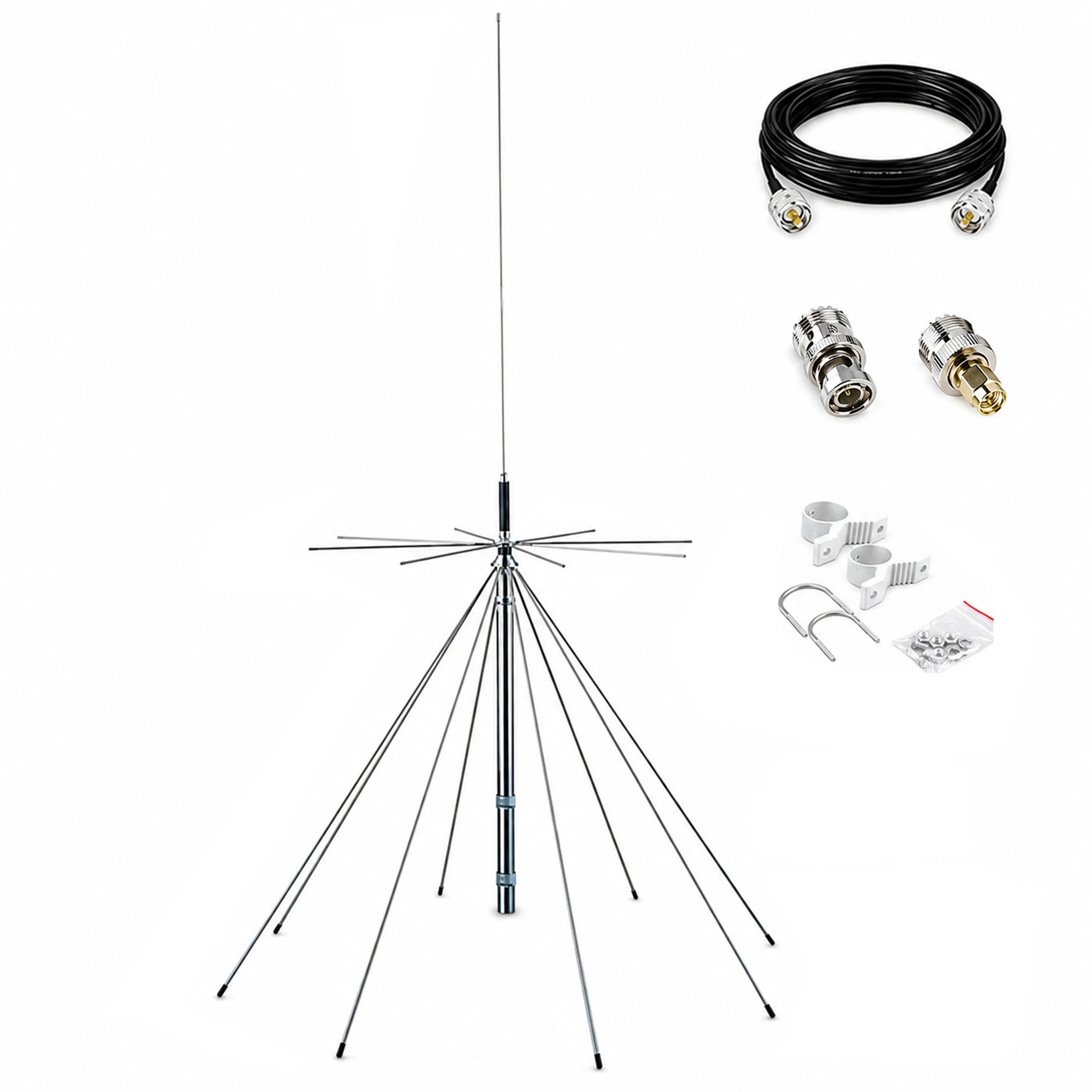 D3000N Powerful Wideband,UWB Discone Antenna Diamond VHF, UHF,SDR,Compatible with PL259,SO239-k Connector, 25-3000MHz