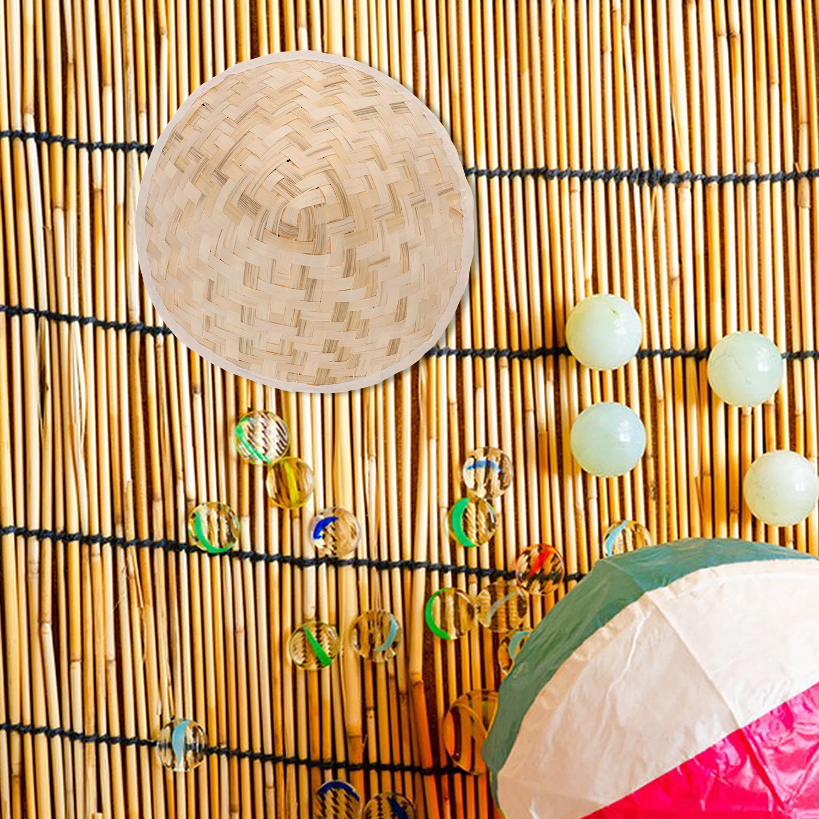 Bamboo Hat Photography Prop Summer Straw Decorative Home Natural Ornament Painting Woven Craft Man