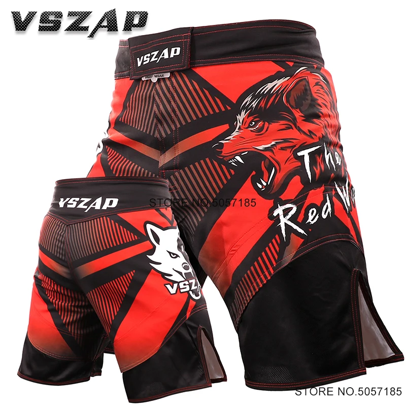 

Vszap MMA Wrestling Grappling Shorts Wolf Sublimated Jiu Jitsu BJJ Shorts Mens Fight Combat Sportswear Kickboxing Boxing Pants