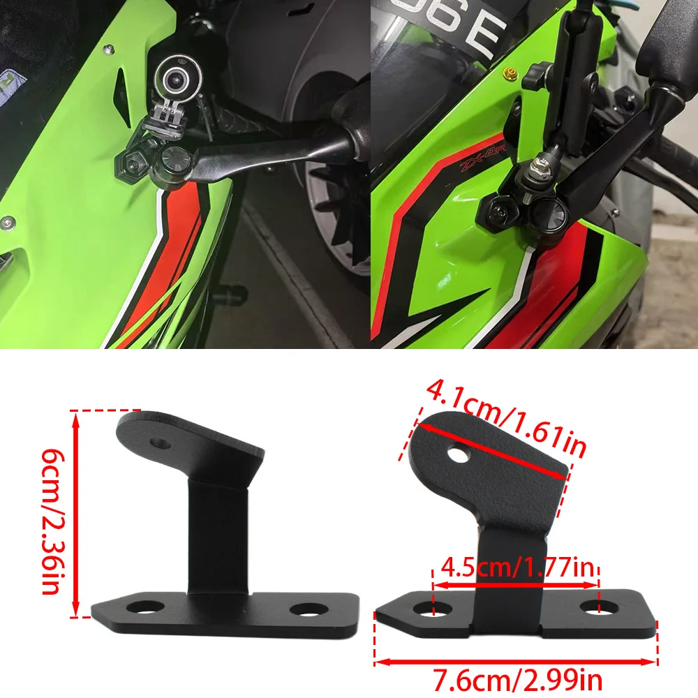 Suitable for Kawasaki ZX-4R/ZX-4RR motorcycle modification accessories, rearview mirrors, action camera stands and dashcams