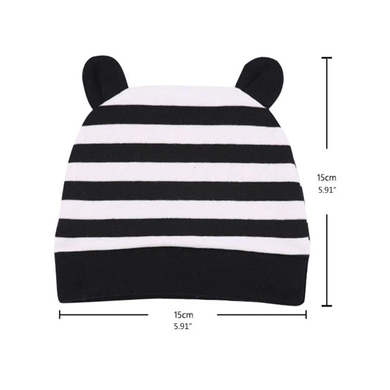 M76C Gorro con orejas oso bonito para bebé 0 a 3 meses, gorro algodón suave, gorro para bebé