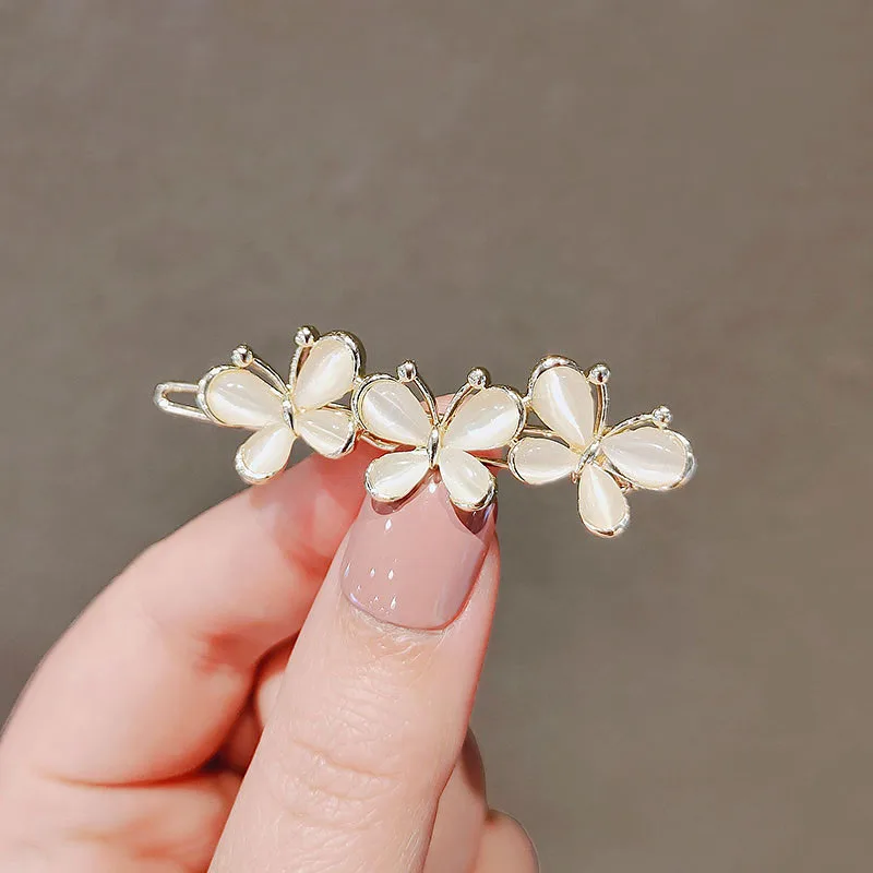 Pearl Hairpins Frog Buckle Hair Clips Crystal Opal Butterfly Flower Ponytail Barrettes Hairgrips Headwear For Women