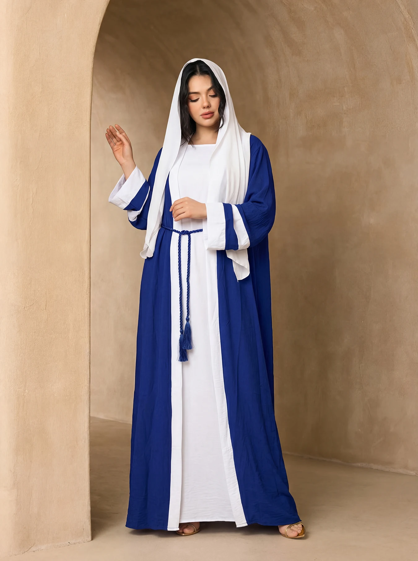 Two Tone Contrast Cuff Open Ab - Abaya Modest Wear 评论和价格