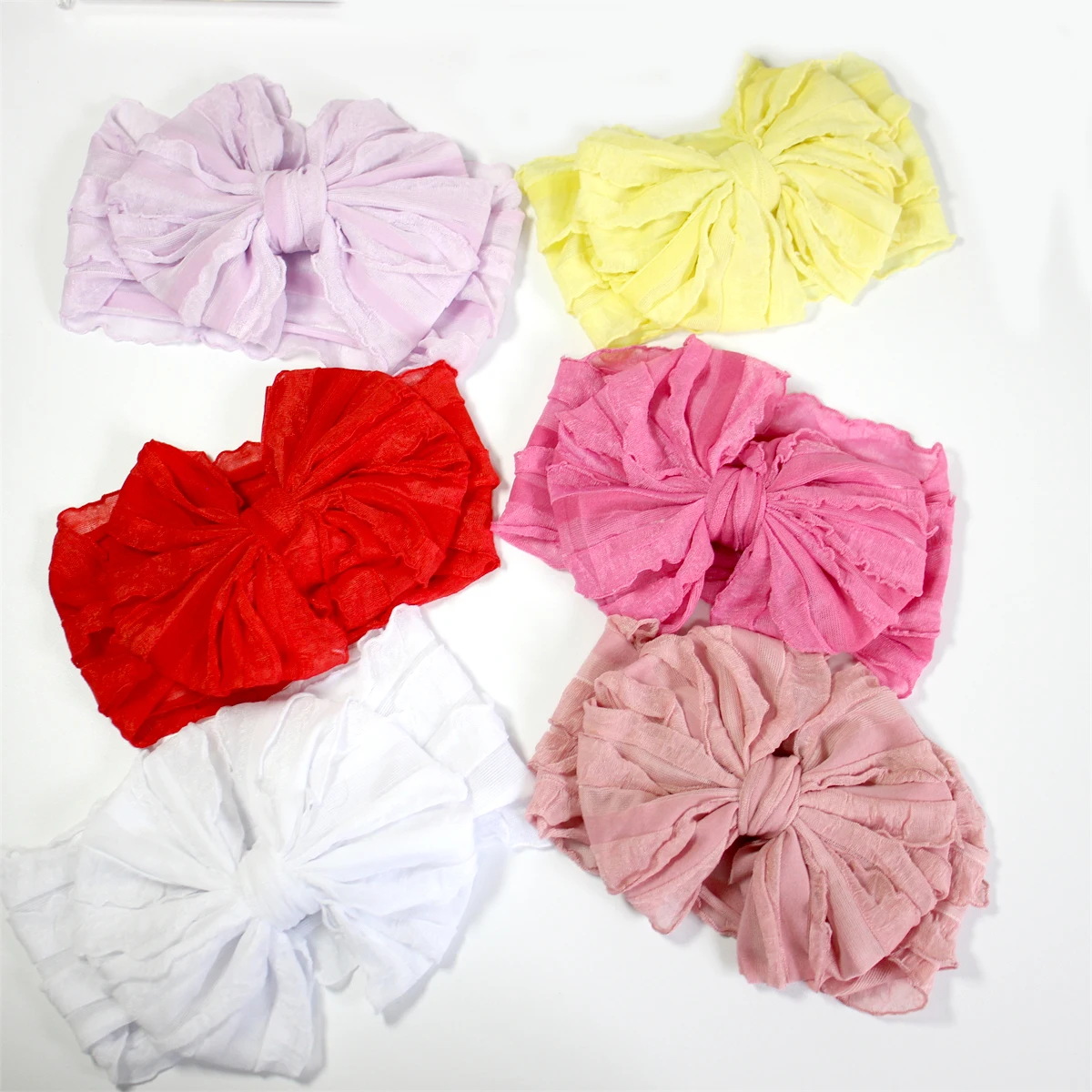 

Baby Girls bows Headband kids Turban Lace Pleated Band Bandages For Kids Newborn Headbands Handmade Child hair bows Accessories