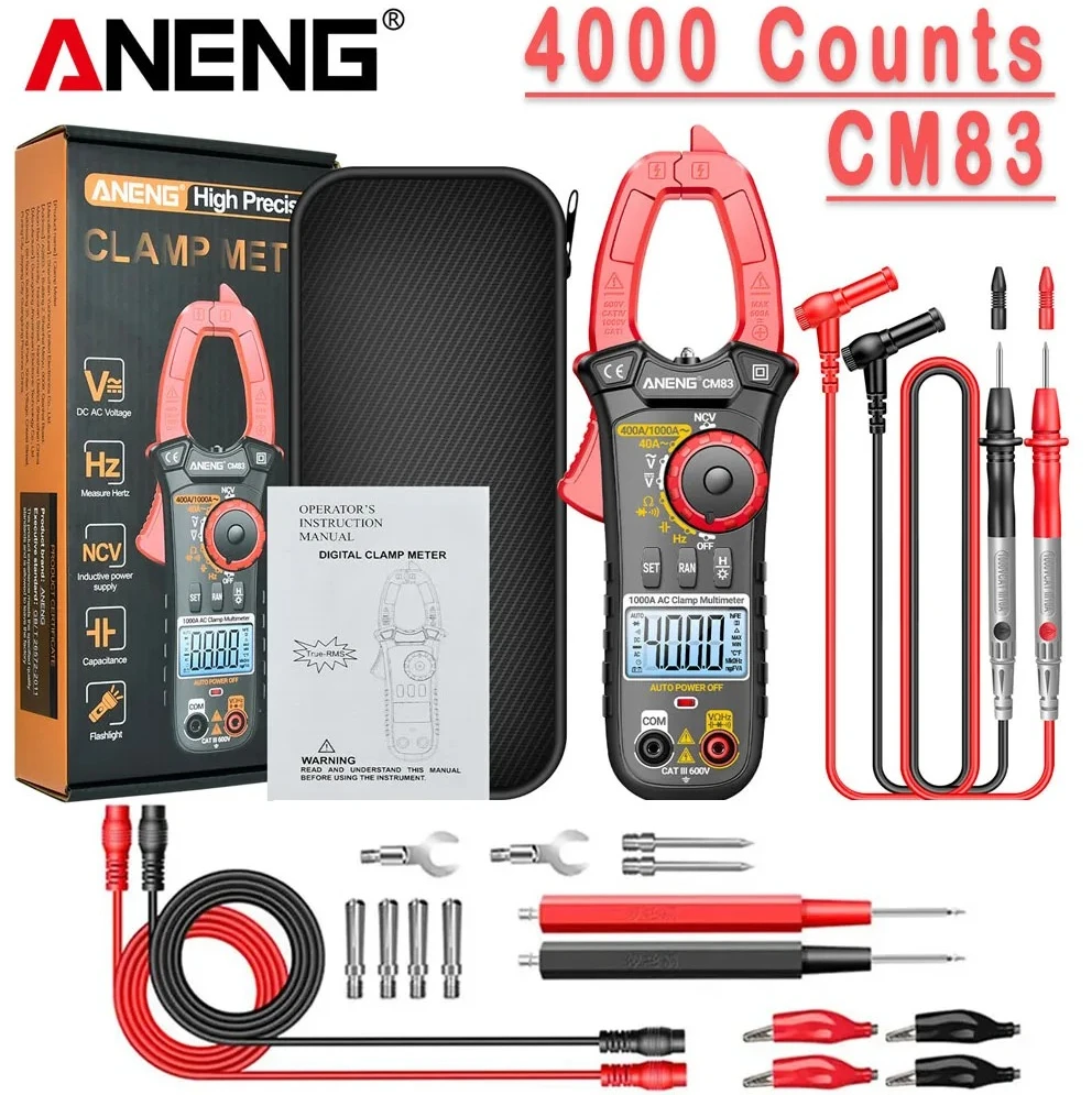 

Multimeter Clamp Meter AC/DC Current Voltage ANENG CM83 4000 Count Capacitance Voltmeter NCV Sense Ohmmeter Professional Tools