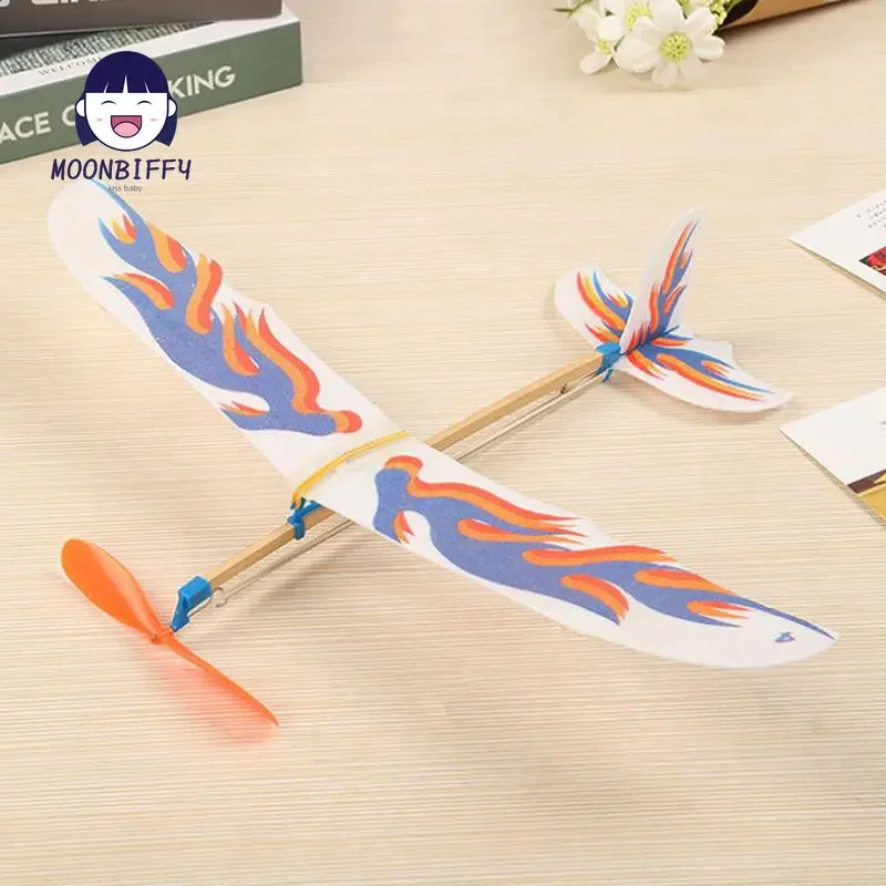 DIY Hand Throw Flying Glider Planes Elastic Rubber Band Powered Flying Airplane Plane Glider Assembly Model Toys For Children