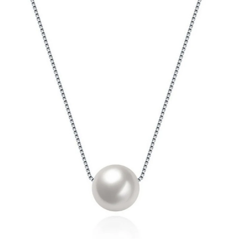 

Pure silver freshwater pearl necklace 925 women's pearl collarbone chain simple temperament necklace accessory