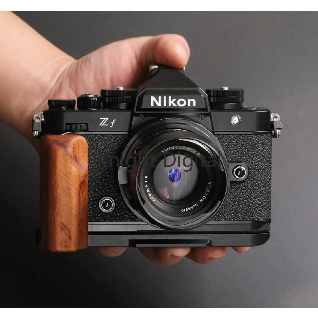 Wooden Hand Grip L Plate Bracket Tripod Quick Release Base for Nikon Zf Digital Camera Arca-Swiss RSS Ebony Walnut Lightweight