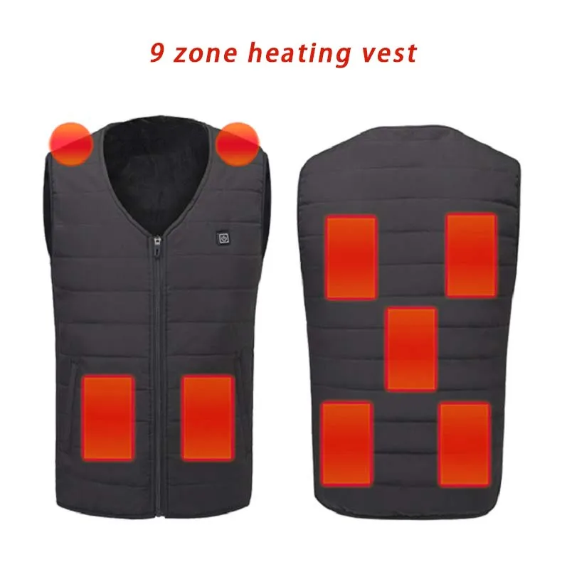 

Новый зимний мужской теплый 9-зонный жилет с подогревом USB Smart Heating Hiking Outdoor Camping Electric Heating Jacket Vest Heating Warmth