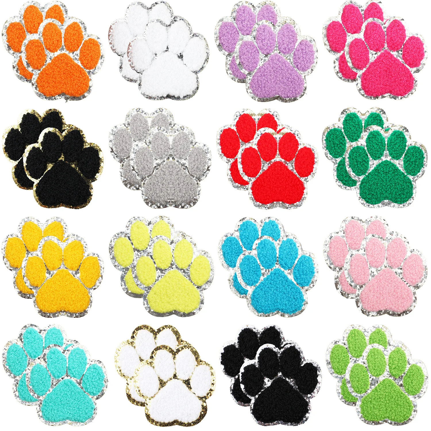 Iron On Cute Cartoon Dog Paw Chenille Patches On Clothes Kids Clothing Badge Accessories DIY Crafts Sewing Cat Claw Emblem