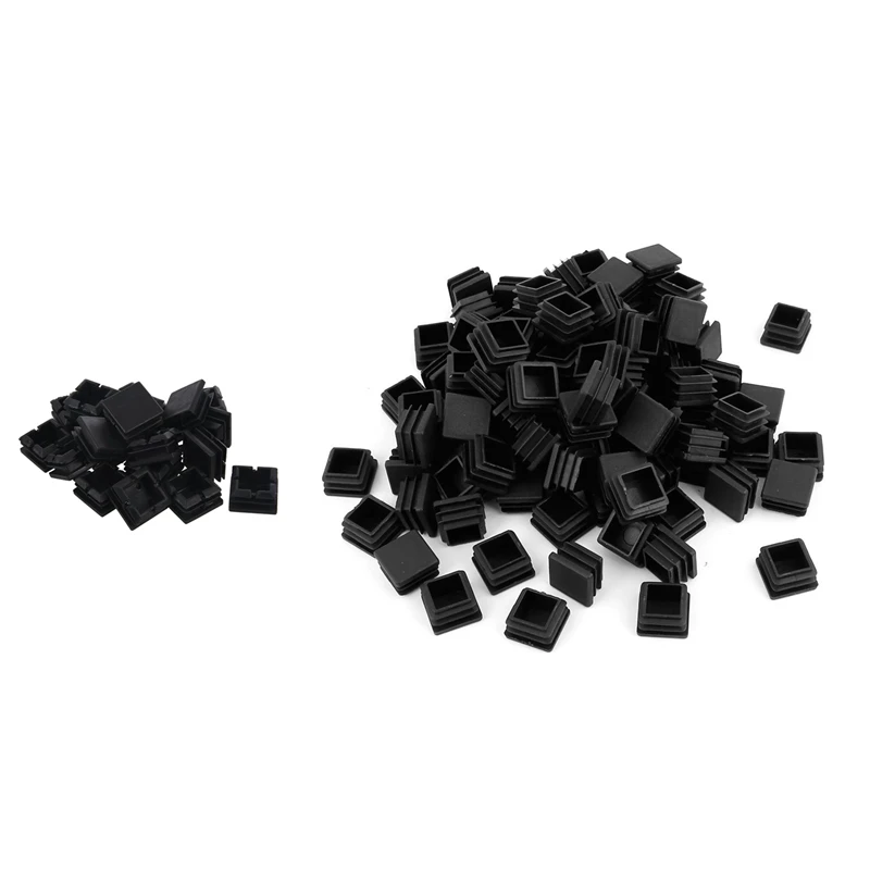 LUDA 120 Pcs Plastic Square Tube Inserts End Blanking Caps Black  20Mm X 20Mm & 25Mm X 25Mm