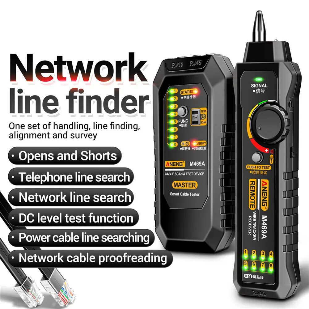 ANENG M469A M469A Network Cable Finder RJ45 RJ11 LAN Cable Finder Tester Anti-Interference Testing Instrument Network Repair