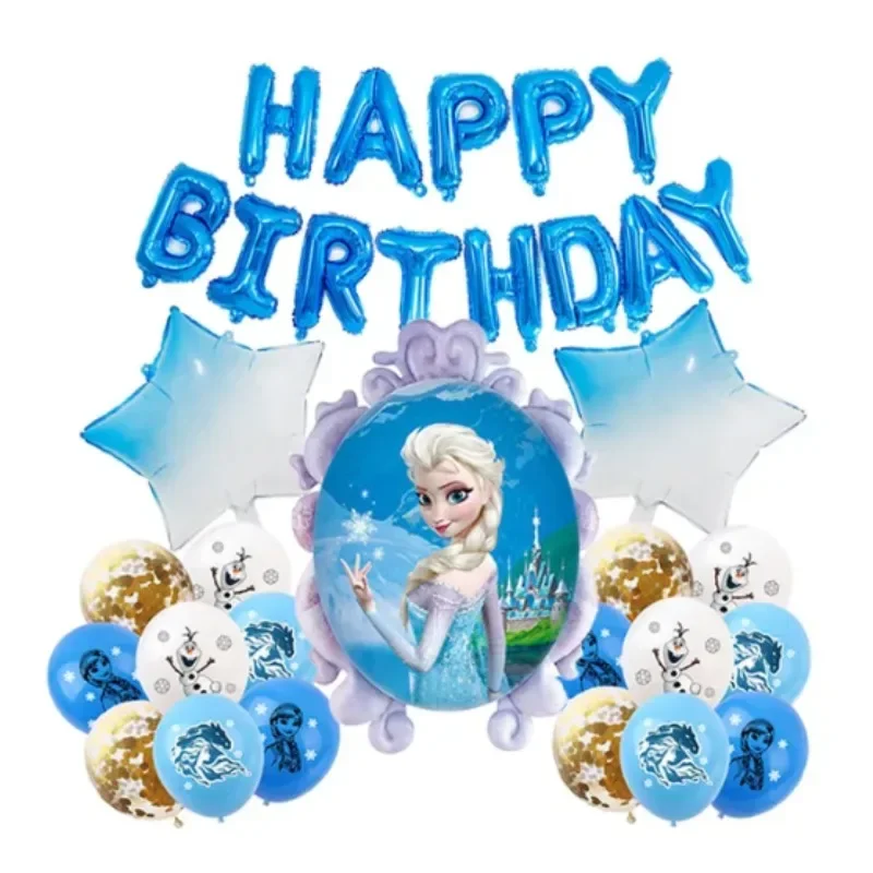 Disney children\'s birthday party decoration Frozen theme mirror princess series aluminum balloon set