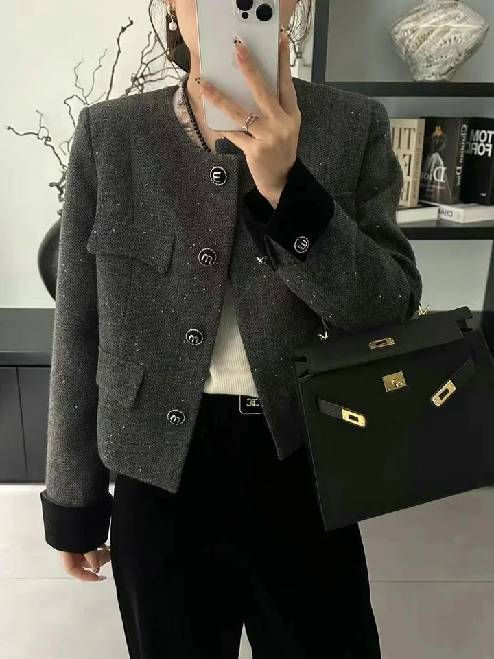 

Модный вельветовый кардиган Handm507: Новая весенняя шерстяная куртка с пуговицами в виде буквы М, отложным воротником и рукавами-трансформерами, в стиле для повседневной носки