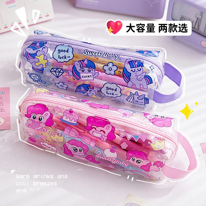 MINISO My Little Pony Friendship Is Magic Student Stationery Cartoon Anime Large Capacity Waterproof Girl Makeup Storage Bag Toy