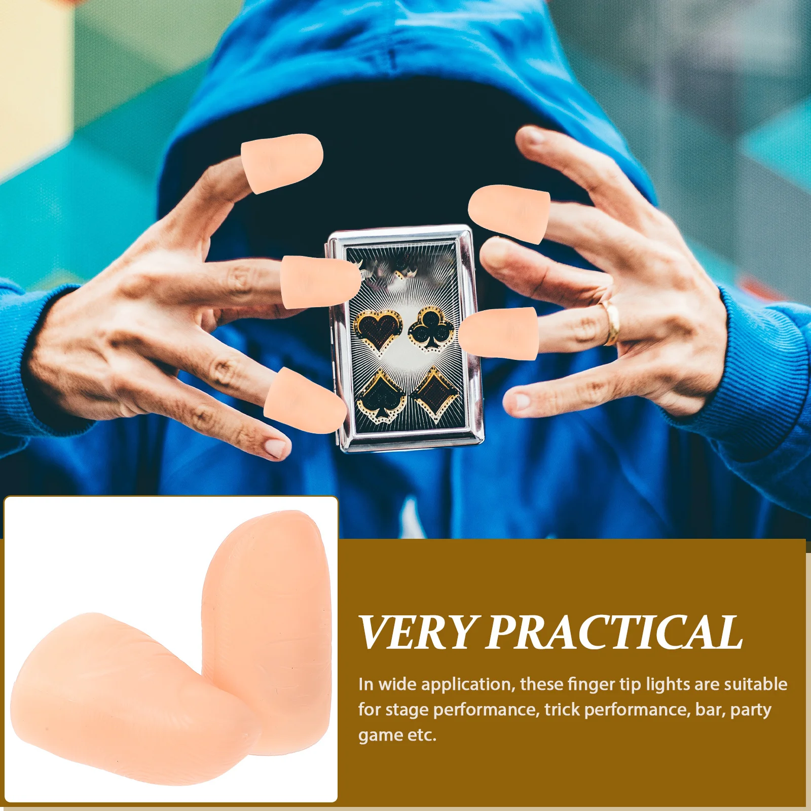 

5Pcs LED Finger Lights Thumb Tip Glow Party Trick Performance Prank Props Accessories Thumb Finger Lights Trick Props