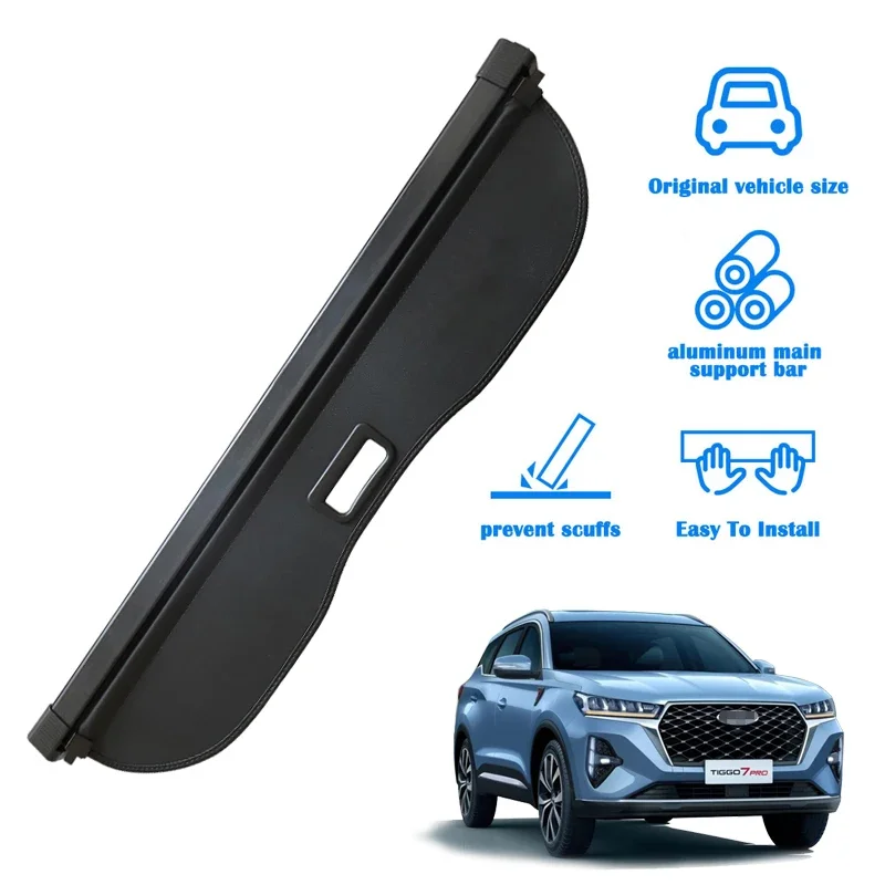 For Chery Tiggo 7 Pro Trunk Cargo Cover Retractable Luggage Rack Waterproof Privacy Protector Cargo Parts Sport Trunk Cover