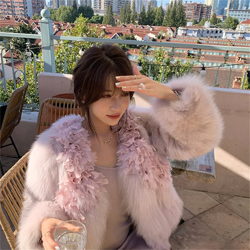 

Winter Luxury Thick Fur Coat Women's New Imported Fox Fur Coat High Quality Loose Warm V-neck Design Fur Coat