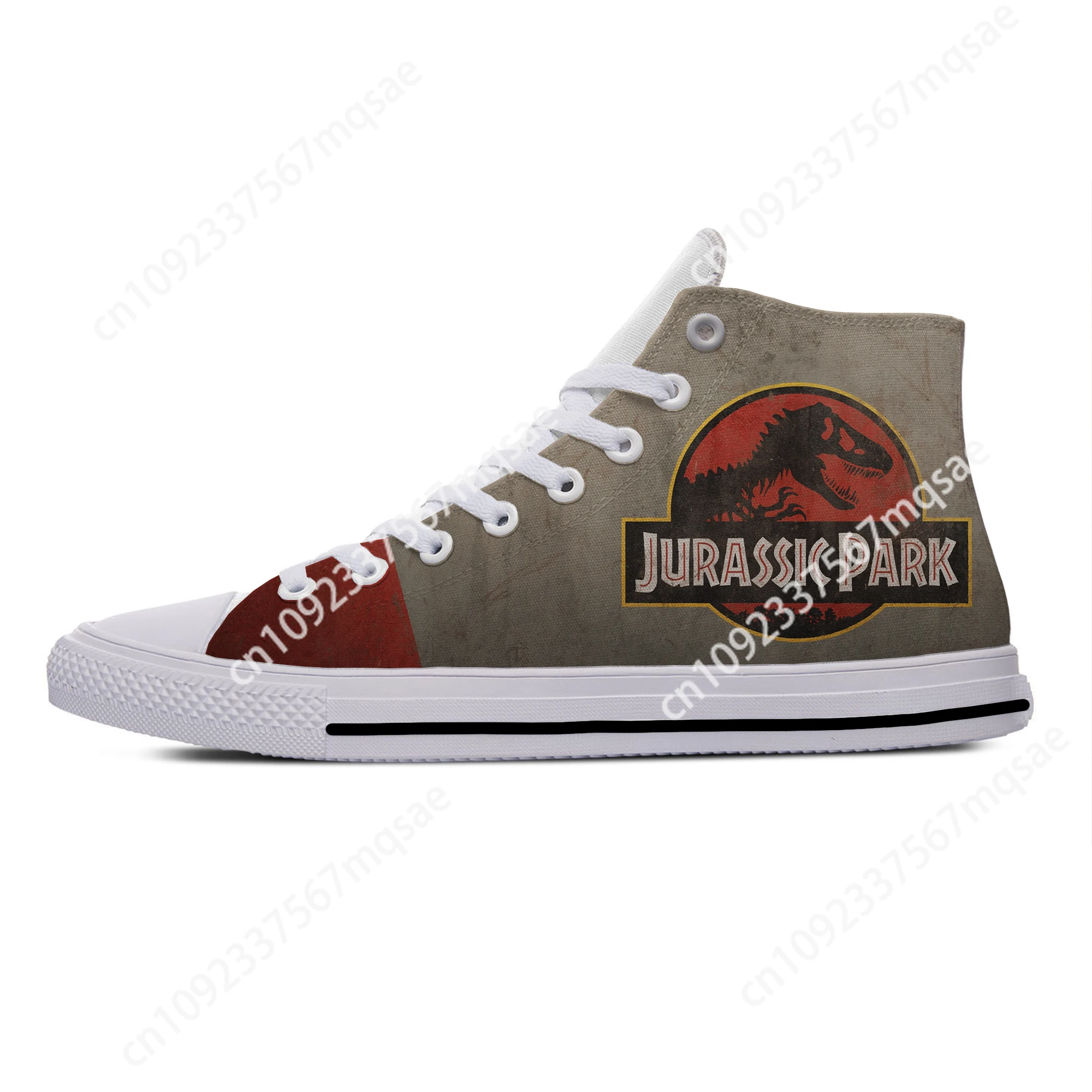 Hot Summer Jurassic Park Movie Dinosaur Anime Cartoon Funny Casual Cloth Shoes Sneakers High Top Men Women Classic Board Shoes