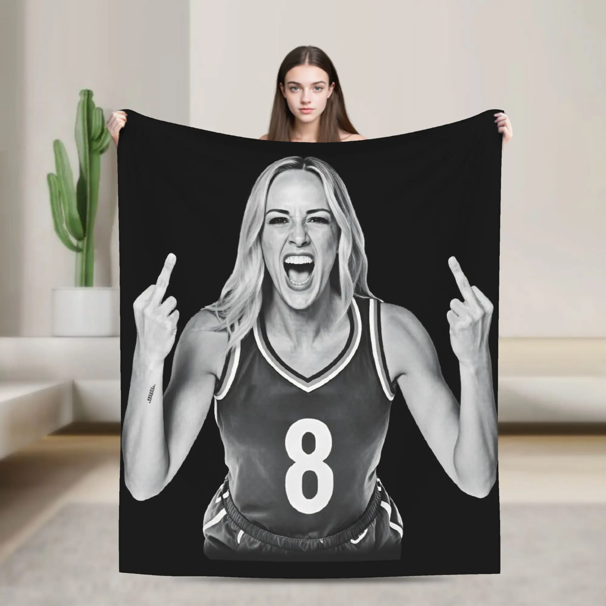 Sophie Cunningham Retro 70s Middle Finger Flannel Blanket Girls  Cozy Throw Blanket Spring Chair Bedspread Sofa Bed Cover
