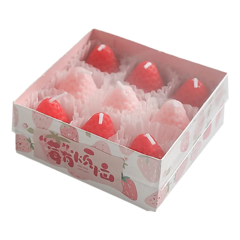 Strawberry-scented Candle, Light Fragrance Souvenir, Birthday Present, Handcrafted Scented Fruit-shaped Candle