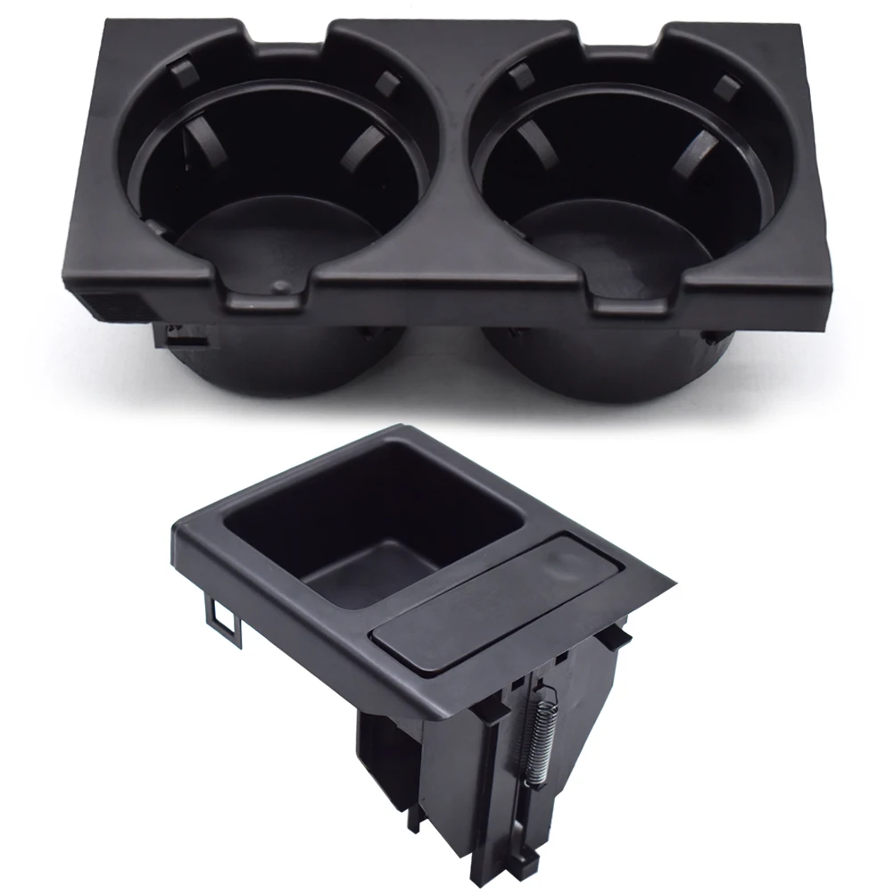 For Bmw E46 3Series 1999-2006 Double Hole Car Vehicle Front Center Console Storage Box Coin + Cup Drink Holder 51168217957 Black