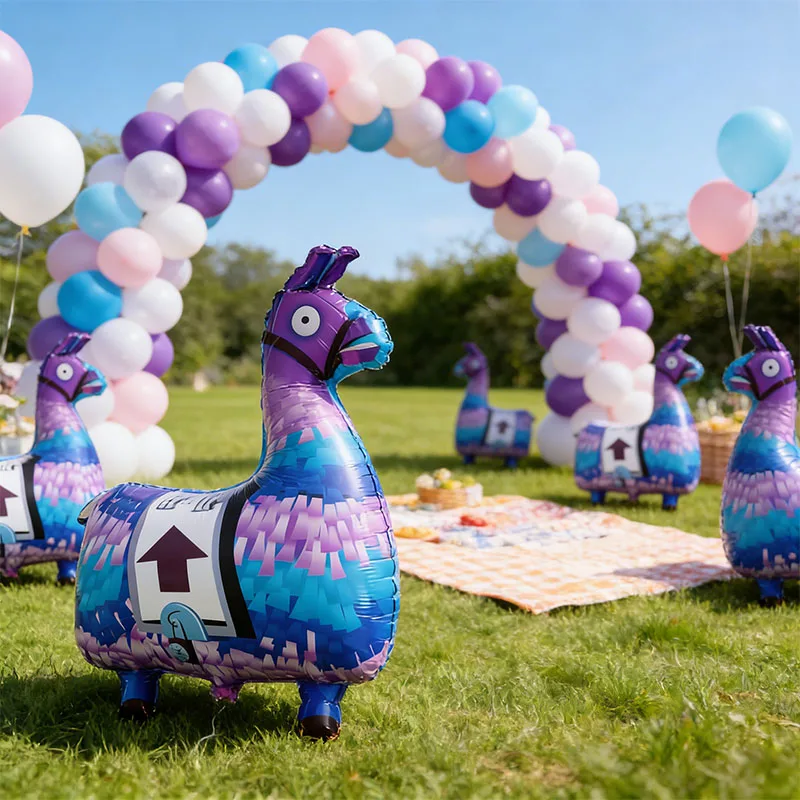 Fortnight Aluminum Foil Balloons Themed Shooting Game Cartoon Characters Figure Alpaca Llama for Birthday Party Decoration Gifts view 4