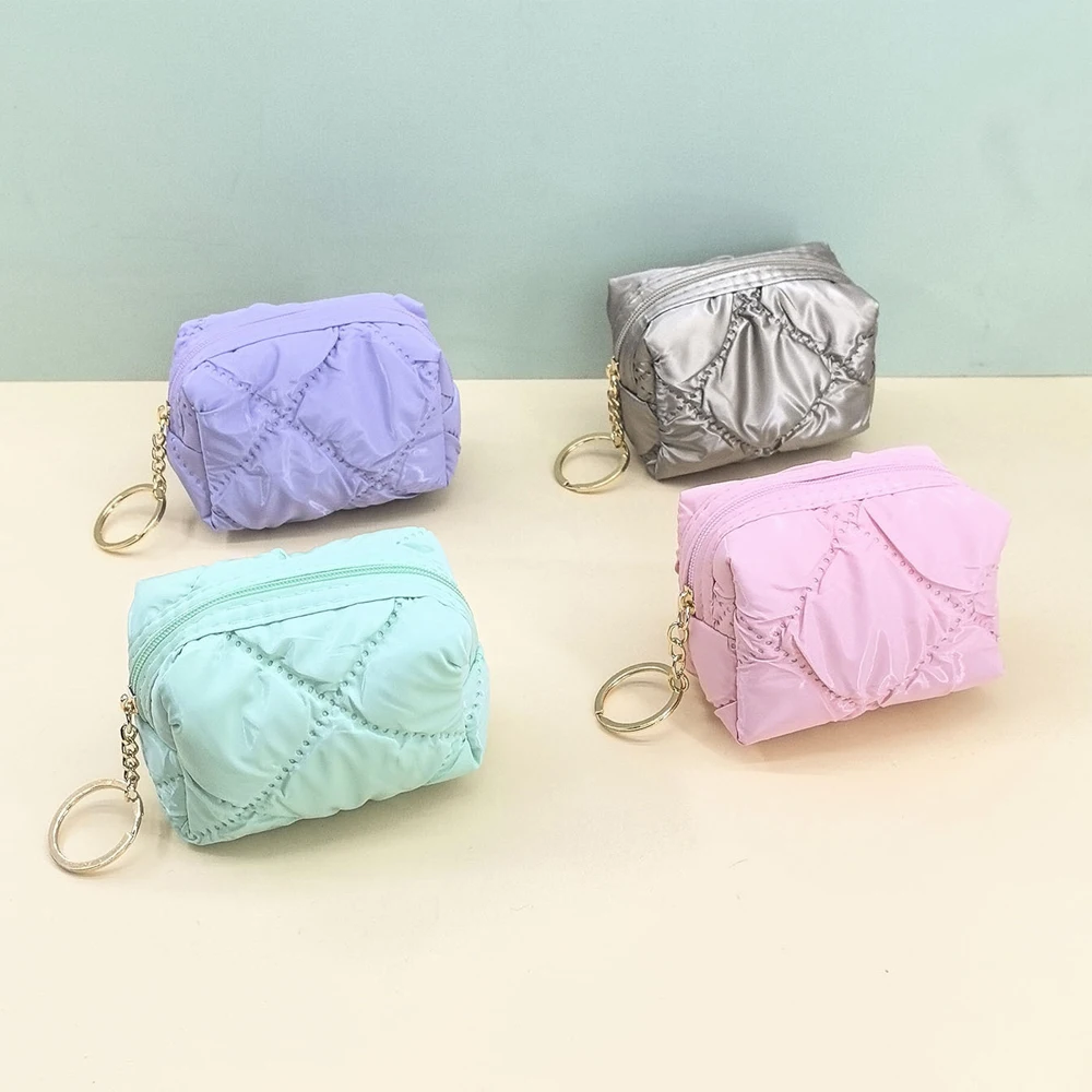 Chic Storage Bag Fashionable Solid Color Portable Coin Purse Lightweight Cosmetic Bag for Makeup Storage