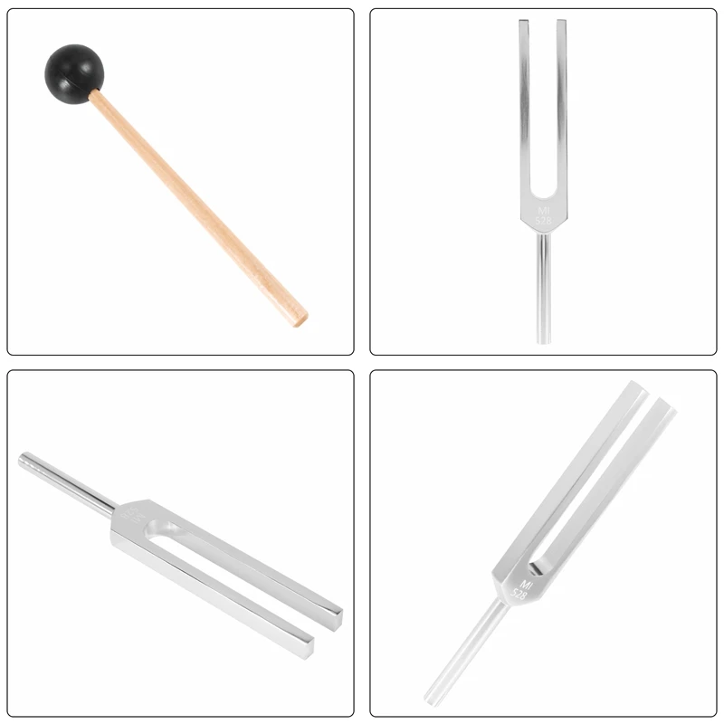 Aluminum Alloy + Wood Tuning Fork Chakra Hammer Ball Diagnostic 528HZ With Mallet Set Nervous System Testing Tuning Fork Health