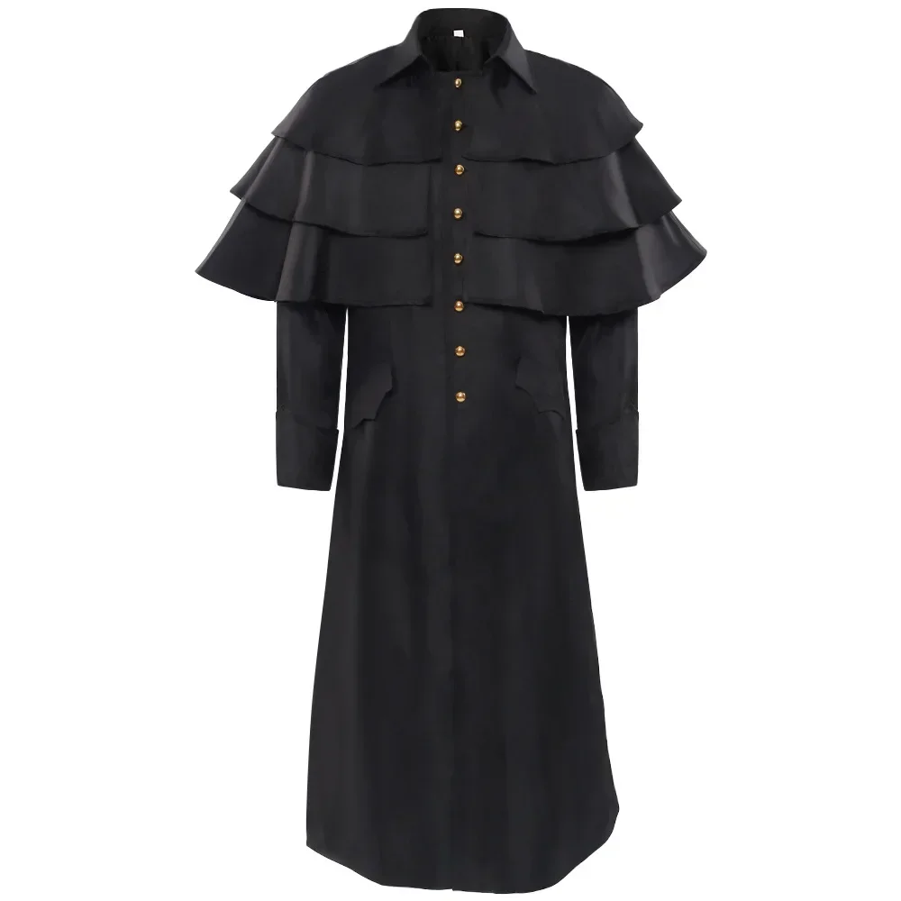 

2025 Halloween Europe and America Large Medieval Pastoral Gown Standing Collar Button Coat Clothing New Stage Uniform